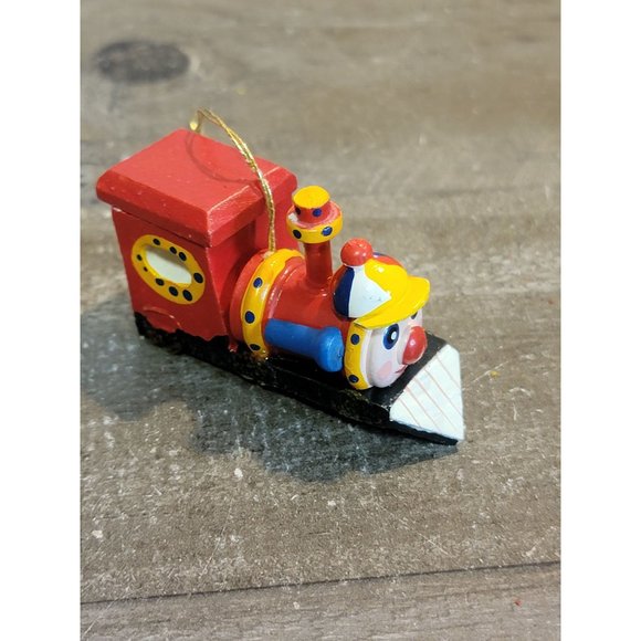 Wooden clown train AS IS Xmas ornament smiling - Picture 2 of 7